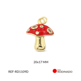 Dije covergold hongo plano resina roja 20x17mm x und