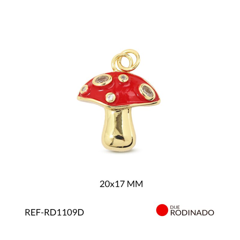 Dije covergold hongo plano resina roja 20x17mm x und
