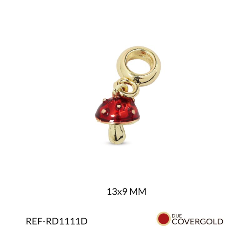 Dije pandora covergold hongo resina roja 13x9mm x und