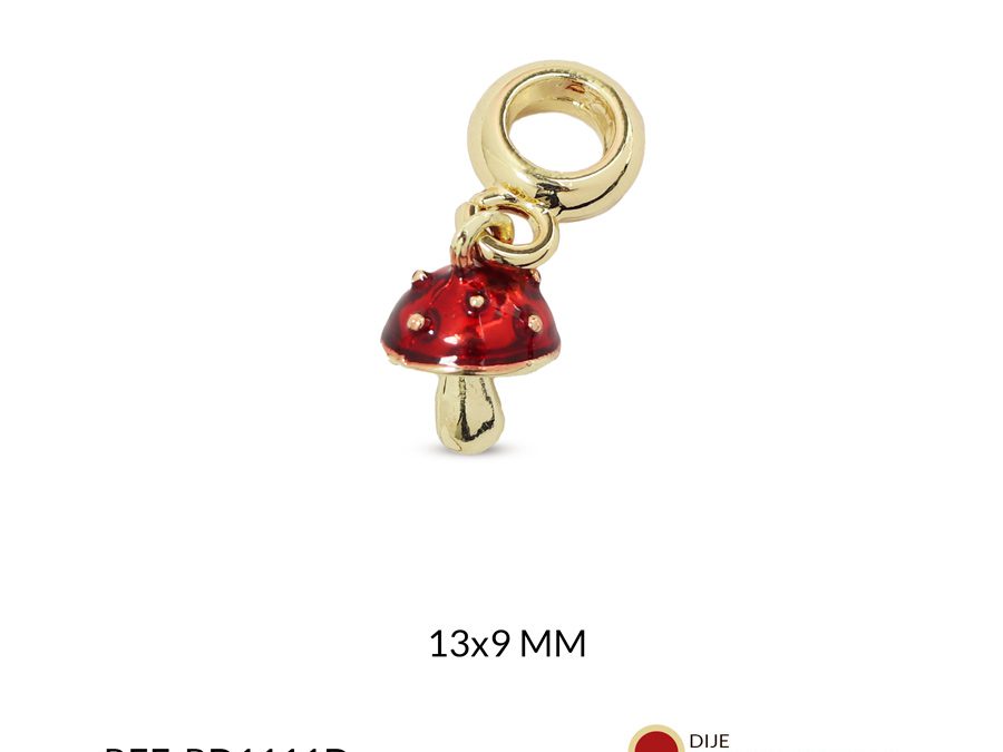 Dije pandora covergold hongo resina roja 13x9mm x und