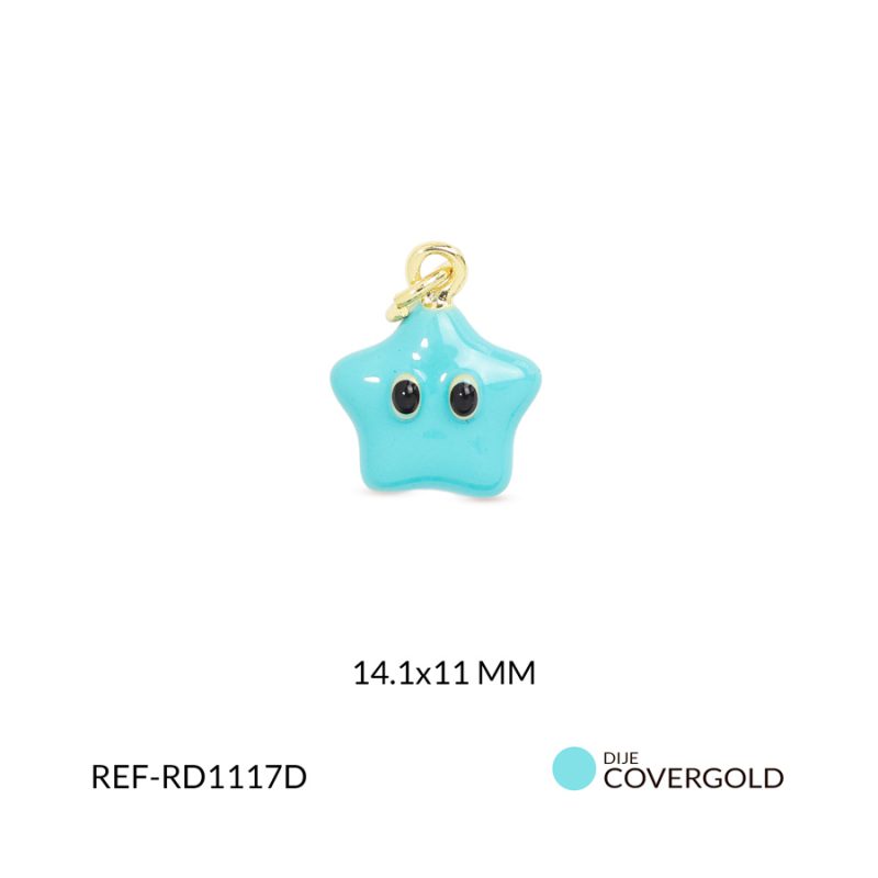Dije covergold estrella resina azul 14.5mmx11mm