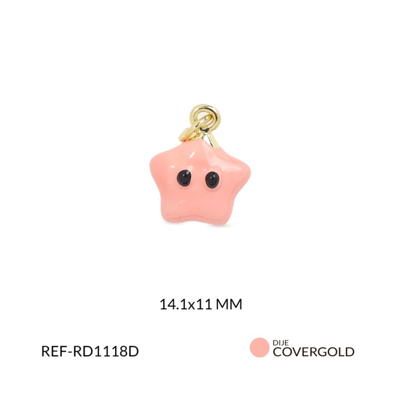 Dije covergold estrella resina rosado 14.5x11mm x und