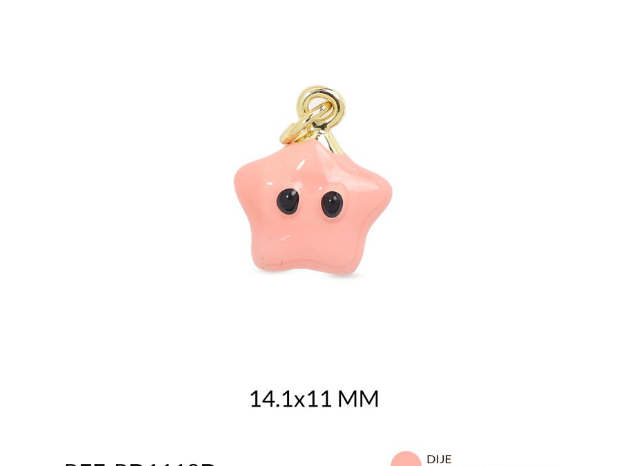 Dije covergold estrella resina rosado 14.5x11mm x und