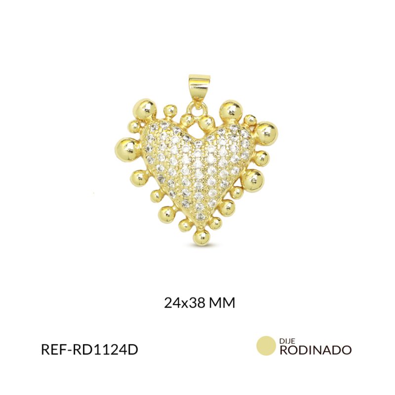 Dije rodinado corazon 24x38mm x und