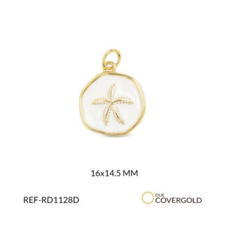 Dije covergold redondo blanco estrella dorada 16x14.5mm x und