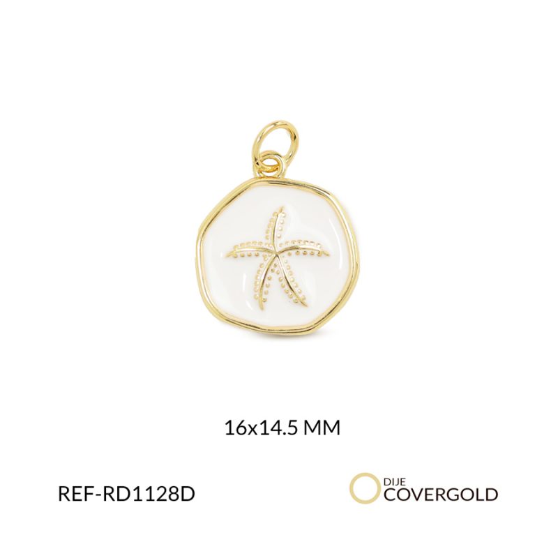 Dije covergold redondo blanco estrella dorada 16x14.5mm x und