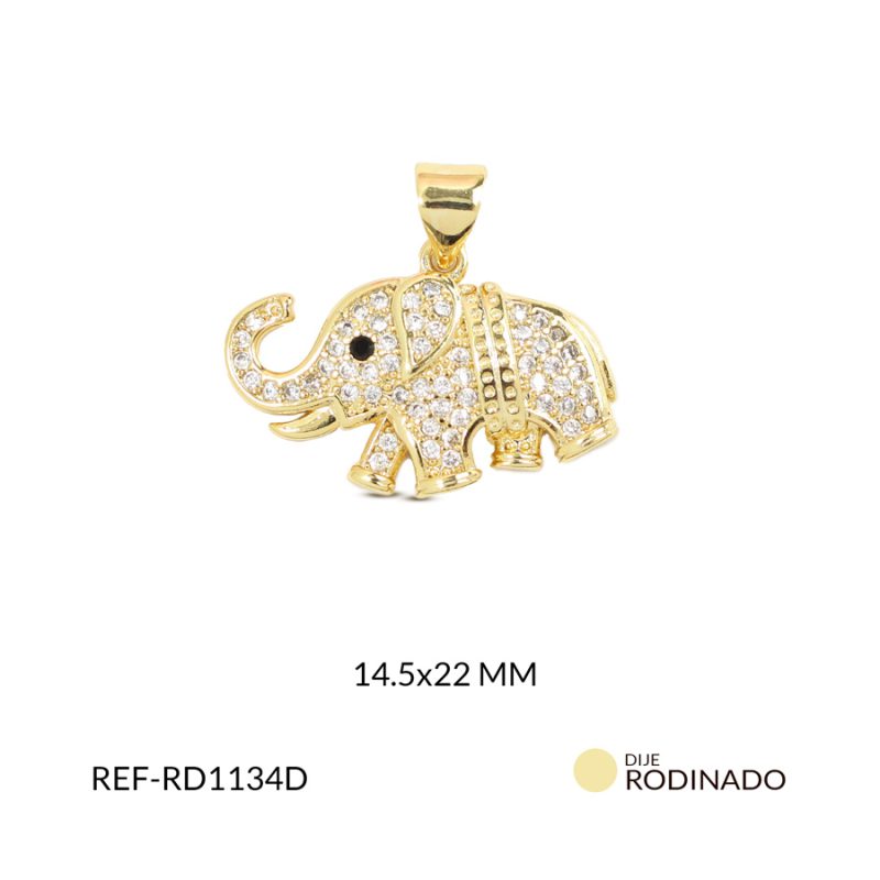 Dije rodinado elefante 14.5x22mm x und