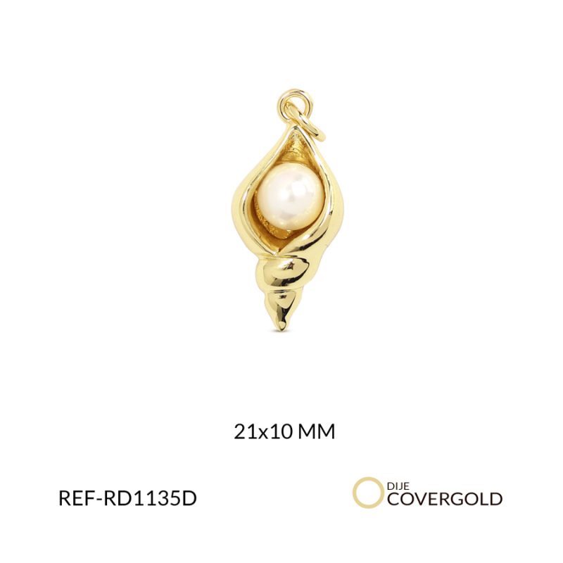 Dije covergold caracol perla 21x10mm x und