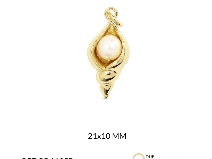 Dije covergold caracol perla 21x10mm x und