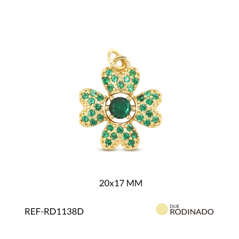 Dije rodinado trébol 20x17mm x und