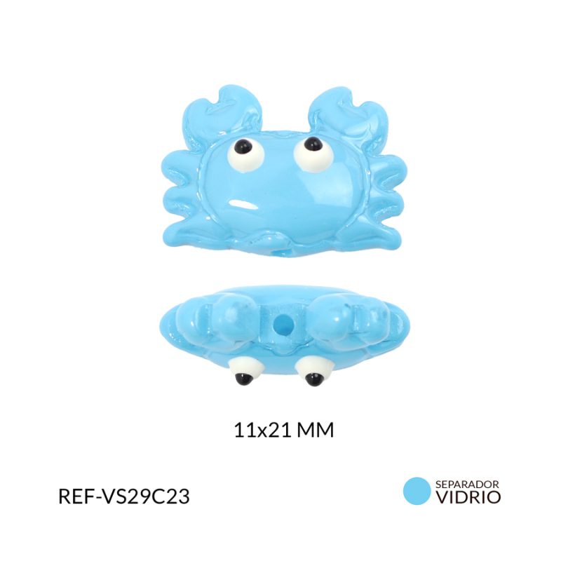 Separador vidrio cangrejo azul 11x21mm x und