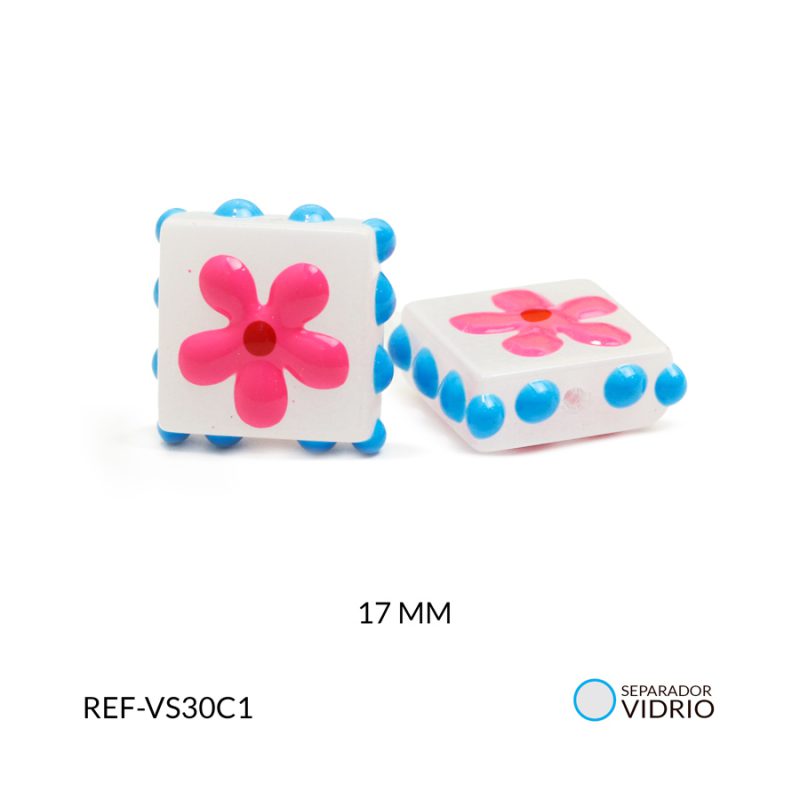 Separador vidrio cuadrado flor 17mm x und