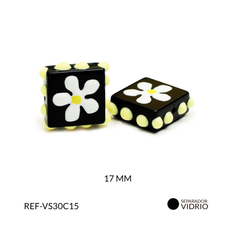 Separador vidrio cuadrado flor 17mm x und