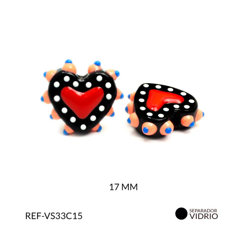 Separador corazón vidrio 17mm x und