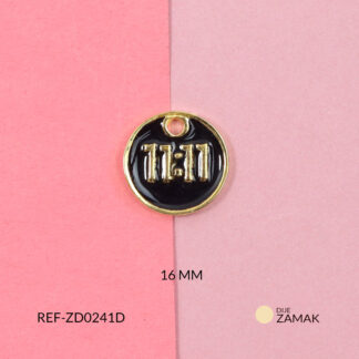 Dije zamak amuleto 11:11 resina negra 16mm x und