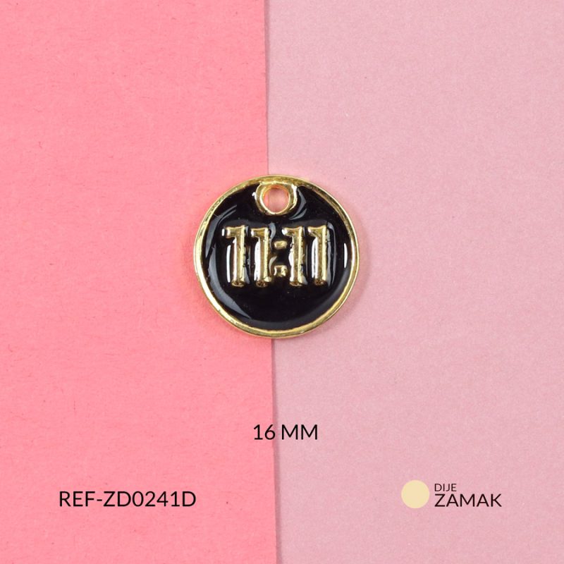 Dije zamak amuleto 11:11 resina negra 16mm x und
