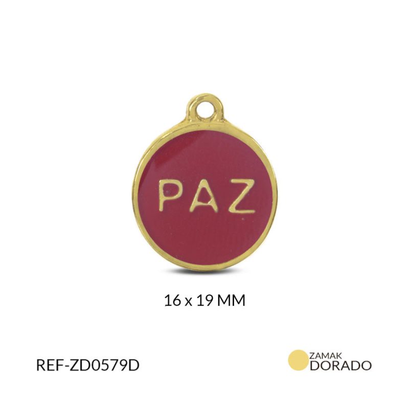 Dije zamak circulo PAZ resina roja 16x19mm x und