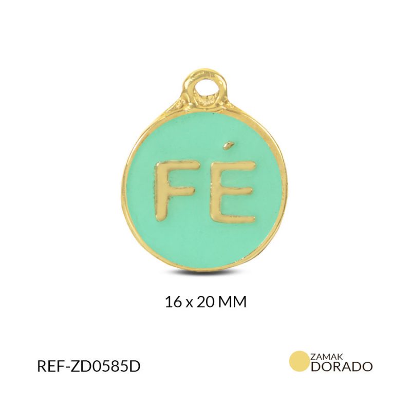 Dije zamak circulo FÉ resina menta 18x20mm x und