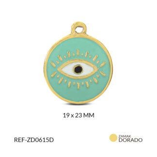 Dije zamak ojo pestaña resina verde menta 19x23mm x und