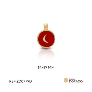 Dije zamak circulo luna resina roja 19x14mm x und