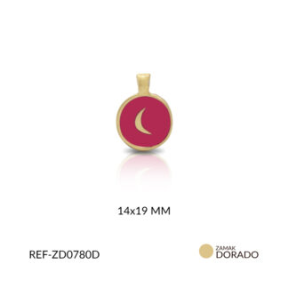 Dije zamak circular luna resina fucsia 19x14m x und
