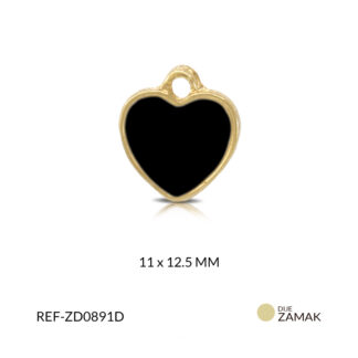 Dije zamak corazon resina negro 12.5x11mm x und