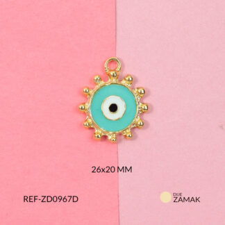 Dije zamak ojo turco puntos resina verde 26x20mm x und