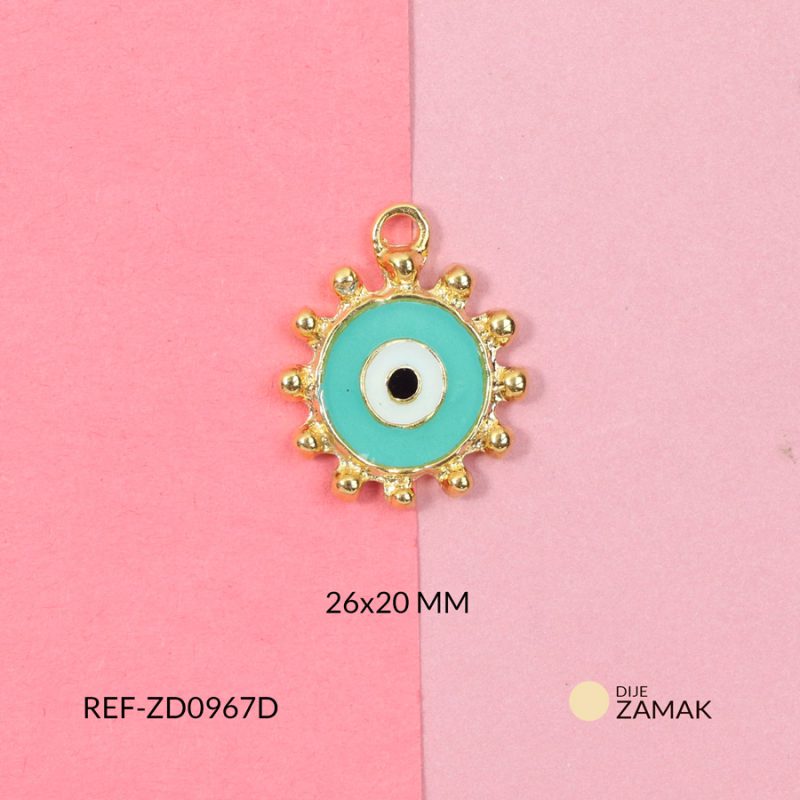 Dije zamak ojo turco puntos resina verde 26x20mm x und