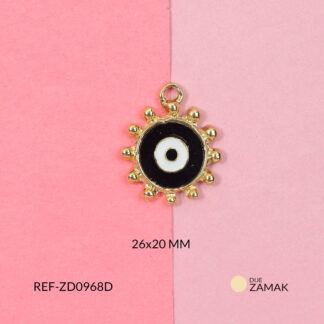 Dije zamak ojo turco puntos resina negra 26x20mm x und