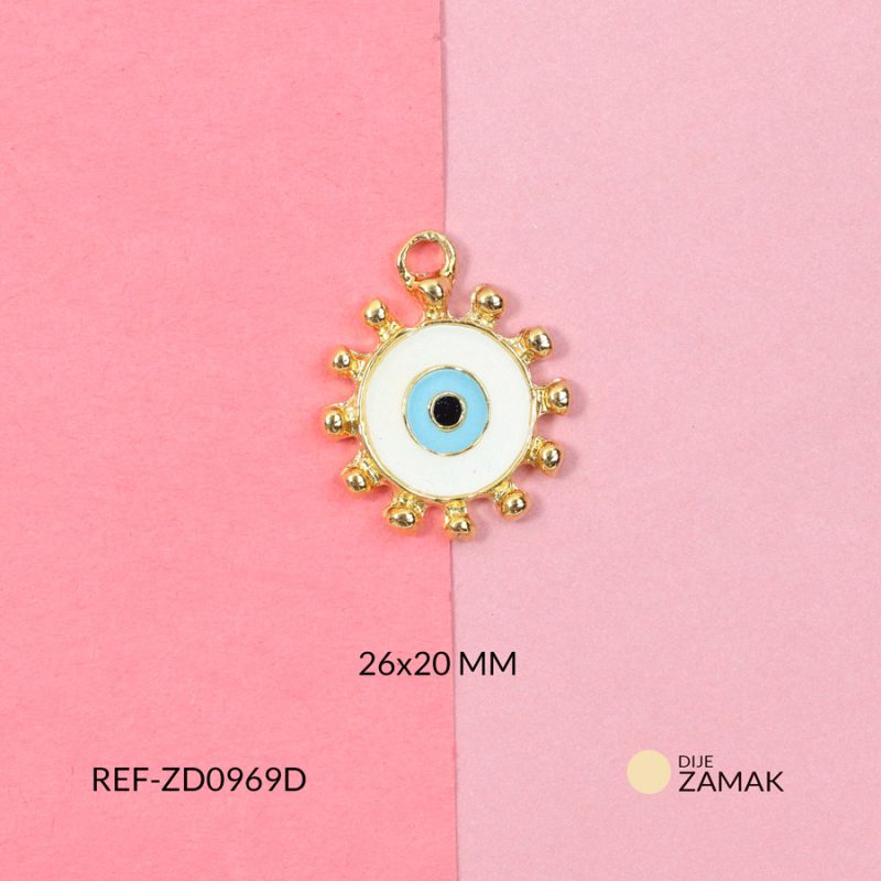 Dije zamak ojo turco puntos 26x20mm x und