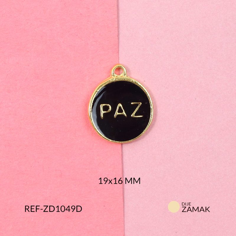 Dije zamak circulo PAZ resina negra 16x19mm x und