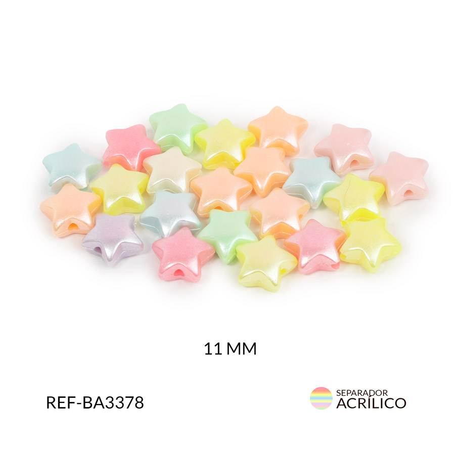 Separador acrílico estrella tonos pastel 11mm x10 gramos