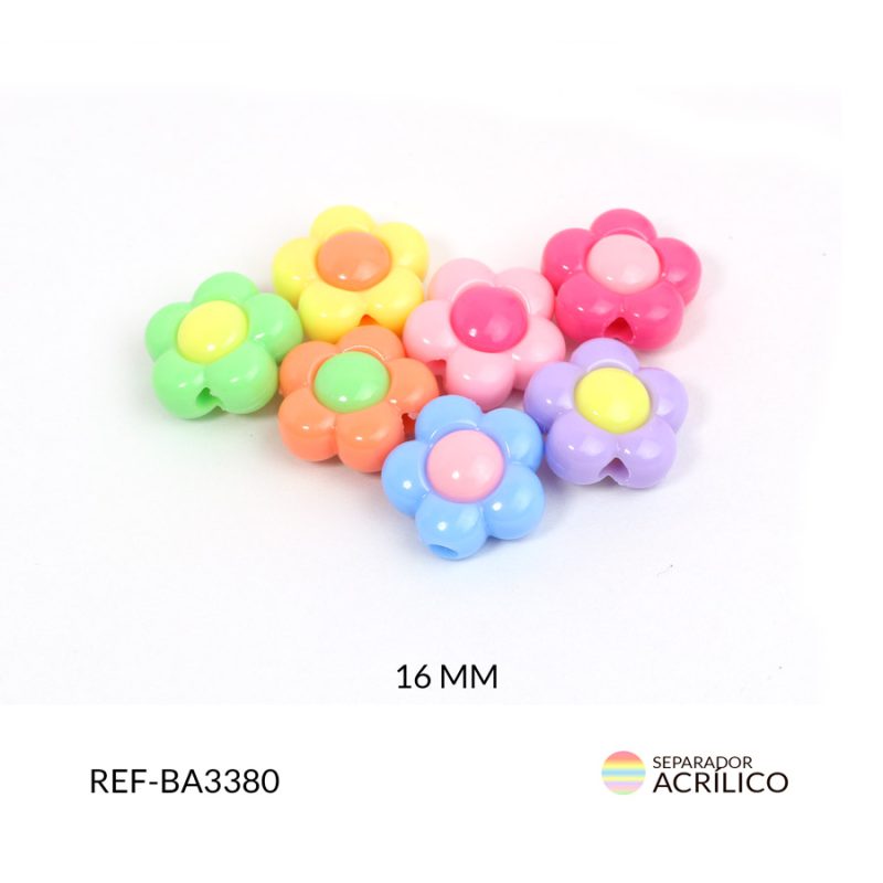 Separador acrílico flor mixto tonos pastel 16mm x10 gramos