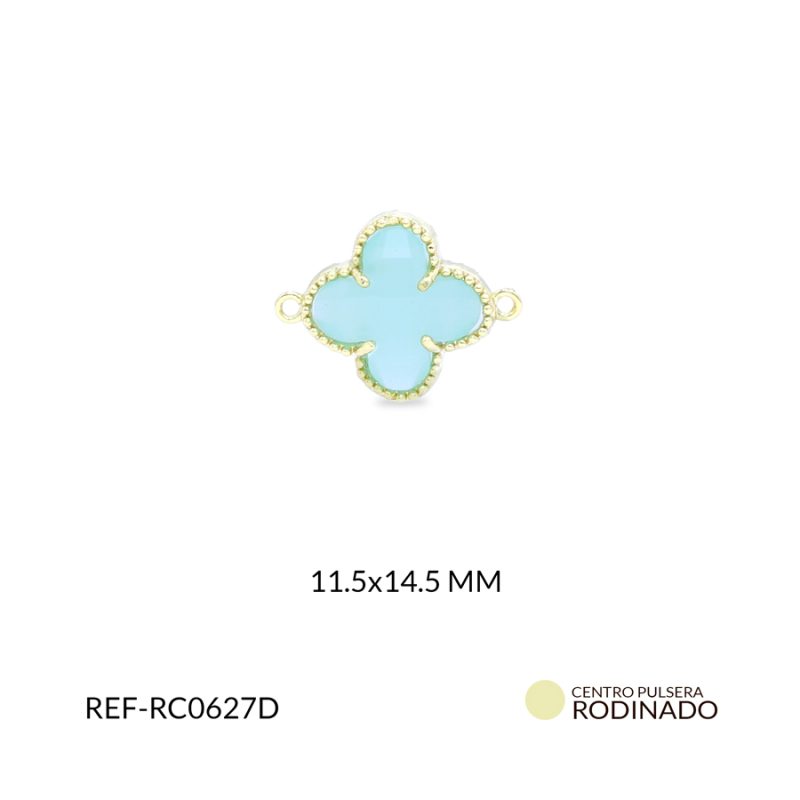 Centro pulsera rodinado trébol 11.5 x 14.5mm x und