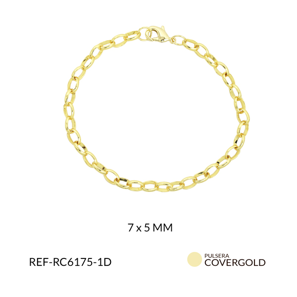 Pulsera covergold eslabón redondo ovalado 7x5mm x und