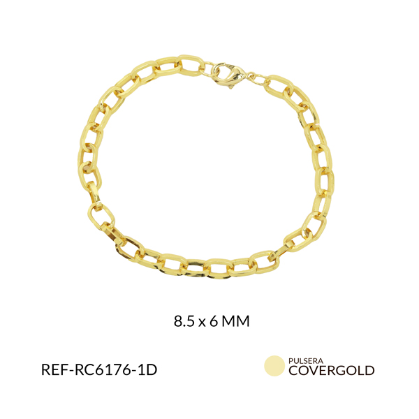 Pulsera covergold eslabón ovalado plano 8.5x 6mm x und
