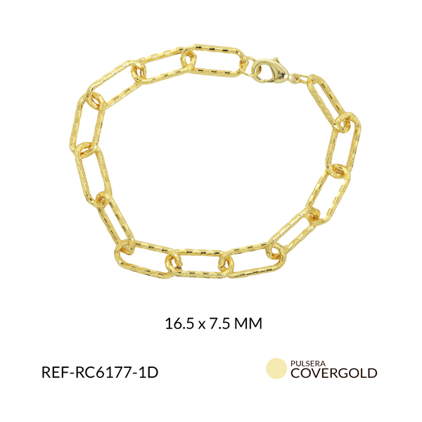 Pulsera covergold eslabón ovalado grabado 16.5x7.5mm x und