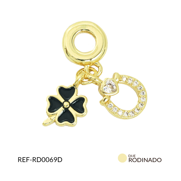 Dije rodinado pandora trébol herradura  x und