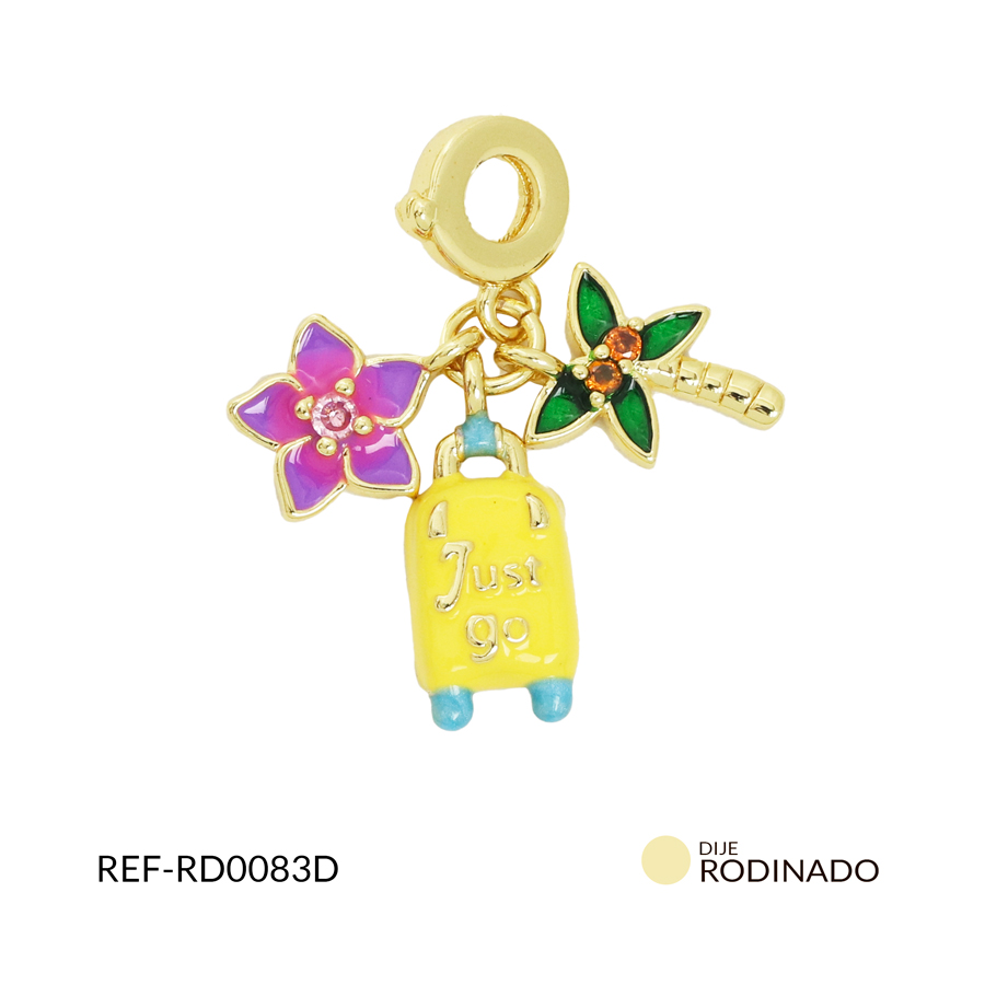 Dije rodinado pandera palmera maleta flor x und