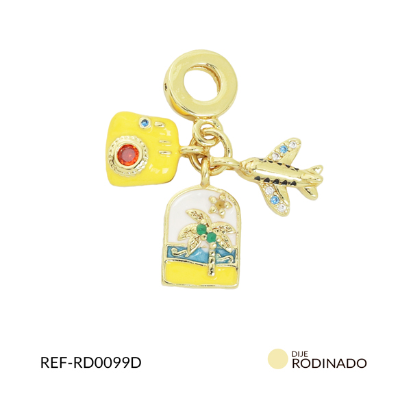 Dije rodinado pandora avión, cámara, paisaje playa x und