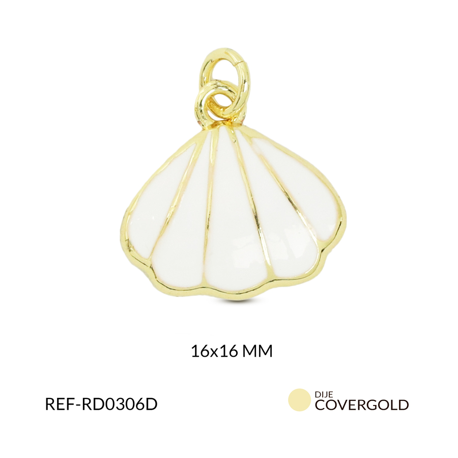 Dije covergold concha de mar pintura blanca 16mm x und