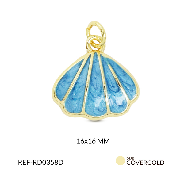 Dije covergold concha pintado azul 16mm x und