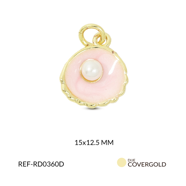 Dije covergold concha de mar rosada perla 15x12.5mm x und