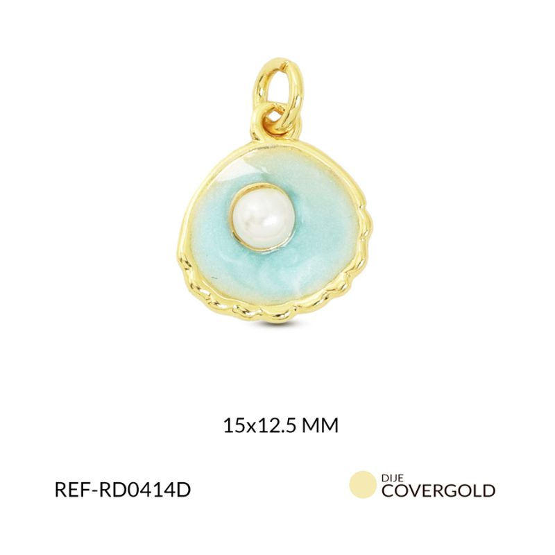 Dije covergold concha de mar pintura azul 16mm x und