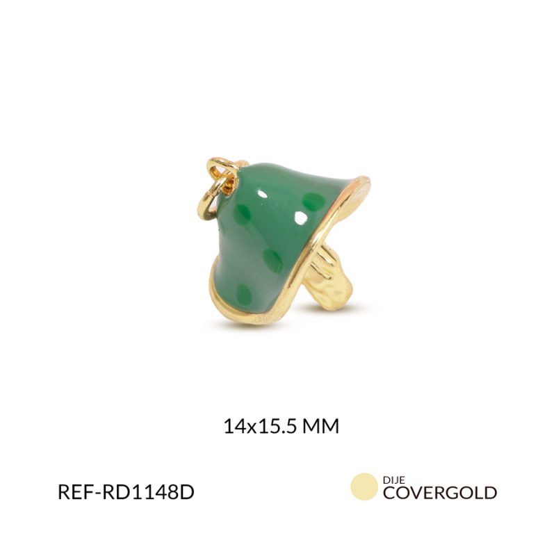 Dije covergold hongo verde 14x15.5mm x und