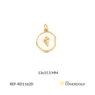 Dije covergold circular resina pelada caracol dorado 13x15.5mm x und