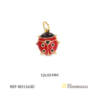 Dije covergold mariquita resina roja y negra 12x10mm x und