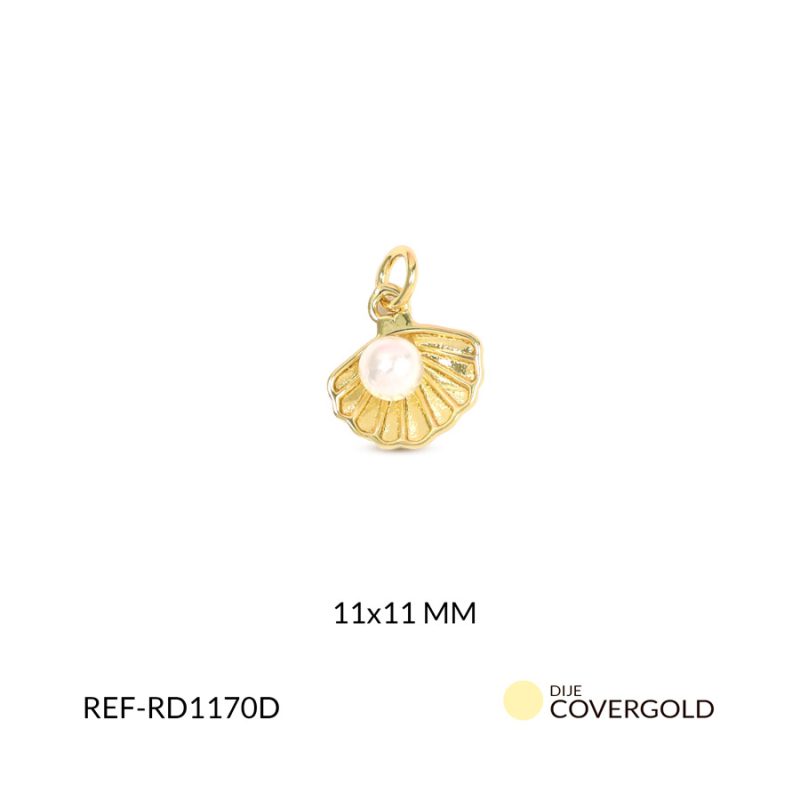 Dije covergold concha con perla 13x12mm x und