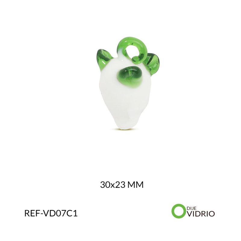 Dije vidrio habo chino blanco 30x23mm x2 und