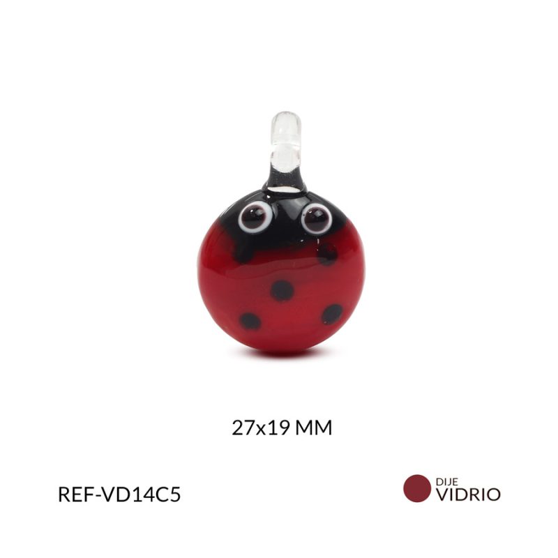 Dije vidrio mariquita 27x19mm x und